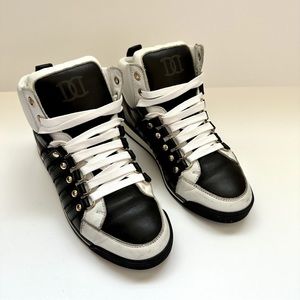 Dsquared2 High Top Designer Sneakers Black and White Leather US Size 6 / EUR 36
